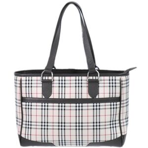 本物 バーバリー BURBERRY ノバチェック チェック トートバッグ ハンドバッグ キャンバス レザー ベージュ ブラウン