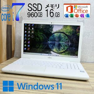 ★超美品 最上級7世代4コアi7！SSD960GB メモリ16GB★A51C Core i7-7700HQ Webカメラ TypeC Win11 MS Office2019 Home&Business★P81435