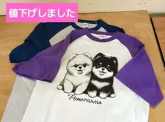 値下げ！！オリジナル　ポメラニアン　ブラタン　ラグランTシャツ