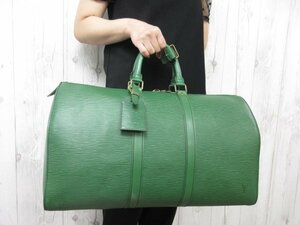 極美品 LOUIS VUITTON ルイヴィトン エピ キーポル45 ボルネオグリーン ボストンバッグ ハンドバッグ バッグ M42974 レザー 緑 メンズ75634