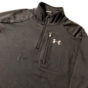 UNDER ARMOUR/アンダーアーマー☆ハーフジップ☆長袖シャツ☆裏起毛/防寒/ストレッチ/トップス/ポロシャツ/ジャケット/ゴルフウェア/黒/L