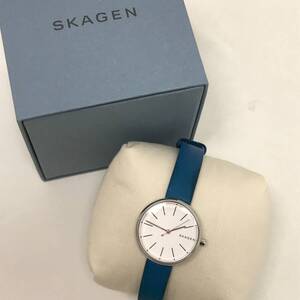 ‡ 0469 SKAGEN スカーゲン レディース腕時計 SKW2597 クォーツ 3針 ホワイト文字盤 バンド:ブルー 箱付 動作未確認 現状品