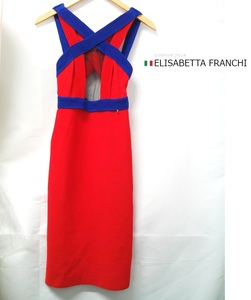 ELISABETTA FRANCHI (エリザベッタフランキ) ニットワンピース　タイト　レッド　赤　ワンピース　パーティー ドレス サイズ40 イタリア製