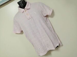 kkaa1212 ■ Abercrombie & Fitch ■ アバクロ シャツ ポロシャツ カットソー トップス 半袖 ボーダー ダメージ加工 コットン 薄いピンク S