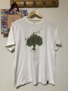 ノベルティおまけ付き■AIGLEエーグルビンテージ■旧ブランド旧ロゴ■バード&ツリー柄Tシャツフランスアウトドアウェアフレンチカジュアル