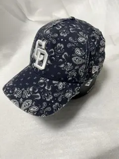 【珍品】ニューエラ　newera キャップ　ネイビー　ペイズリー柄　フリーサイズ