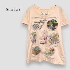 スカラー【M】Tシャツ カットソー ベアー くまさん 半袖 ピンク 綿100％