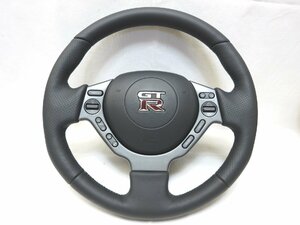 新品! GTR GT-R R35 純正 革 ステアリング ハンドル エアバック エアーバック ノート キューブ フェアレディZ 管理番号（Q-4986）