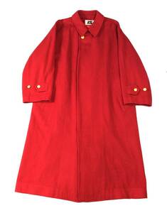 ISSEY MIYAKE イッセイミヤケ 80s ウール ステンカラーコート ロングコート ジャケット 赤 旧タグ ビンテージ 7 レディース メンズ (ma)