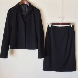 【超美品】イネド スカートスーツ 2 セレモニー OL ビジネス 冬 暖かい 黒 日本製