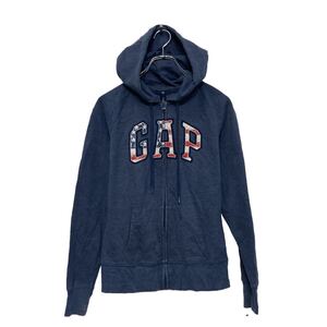 GAP プリント スウェット パーカー ギャップ キッズ S ネイビー フルジップ 古着卸 アメリカ仕入 a607-6061