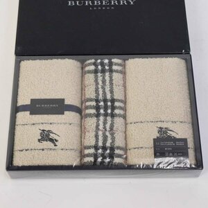 未使用品！BURBERRY バーバリー フェイスタオル2枚/ウォッシュタオル1枚セット 日本製 西川産業 ベージュ系★842v15