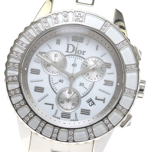 ディオール Dior CD114311 クリスタル ダイヤベゼル クロノグラフ クォーツ メンズ _827568