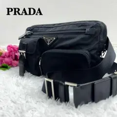 鑑定済✨極美品✨PRADAプラダ　ボディバッグ　ウエストポーチ　三角プレート　黒