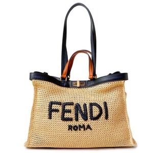 （新品・未使用品）フェンディ FENDI ピーカブー エックス トート ミディアム カゴ ロゴ バッグ 2WAY ショルダー ハンドバッグ ラフィア