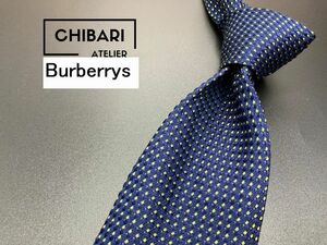 【超美品】Burberrys　バーバリー　ロゴ＆ドット柄　ネクタイ　3本以上送料無料　ネイビー　0505228