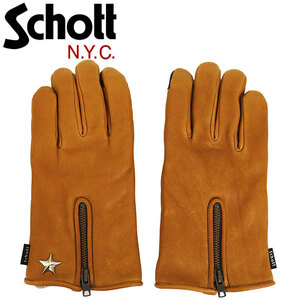 Schott (ショット) 3119058 WINTER ZIP GLOVE ウィンタージップ グローブ 50CAMEL L