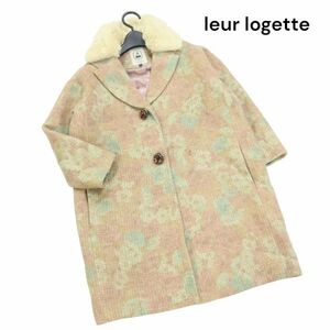 leur logette ルールロジェット ルルロジェッタ 秋冬 ラビット ファー♪ 花柄 ウール コート Sz.1　レディース 日本製　K3T01076_B#N