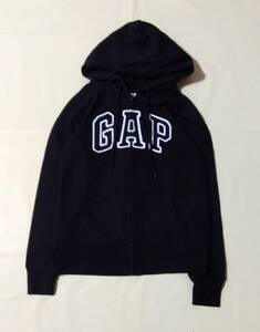 GAP ギャップ 裏起毛 フルジップ スウェット パーカー XS 165/84A フーディ 上着 黒 レディース 男の子 女の子 7278