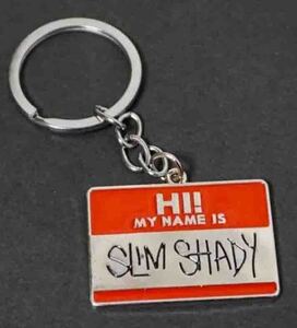 《KEY白赤EM名札》■新品■Eminem エミネム『SLIM Shady』 キーホルダー■アメリカ Music ヒップホップ◆音楽 歌手 ◇コスプレ◎激渋