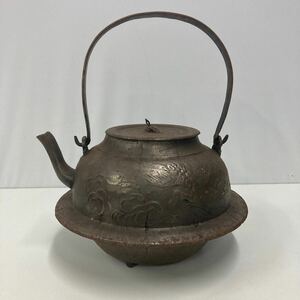  鉄瓶 湯沸 鶴亀 茶道具 煎茶道具 時代物 重さ約3kg