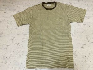 オールド・ユナイテッドアローズ UNITED ARROWS BLUE:LABEL トリムリンガー ボーダー ポケT 半袖Tシャツ メンズ 日本製 M 黄色