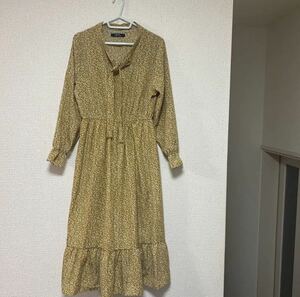 美品☆menidiom☆花柄ボウタイロングワンピースロングワンピース ワンピース Samansa Mos2 SM2 サマンサモスモス 