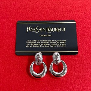 極 美品 YVES SAINT LAURENT イヴサンローラン YSL ホール イヤリング シルバー アクセサリー レディース 07900