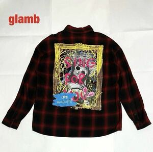 【希少】glamb　グラム　ANCI SYSTEM SH　チェックシャツ　オンブレシャツ　総柄シャツ　バックプリント　オーバーサイズ　マリア　19SS