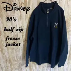 【874】90sDisneyディズニーミッキーハーフジップ フリースジャケット