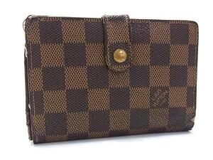 LOUIS VUITTON ルイヴィトン N61663 ダミエ ポルトフォイユ ヴィエノワ がま口 二つ折り 財布 ウォレット ブラウン系 DH0580