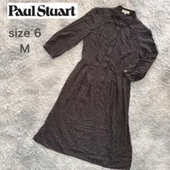 美品◇Paul Stuart スチュアート 七分丈ワンピース 総柄　サイズ6 M