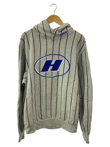 HUF◆パーカー/L/コットン/GRY/ストライプ/fl00184/スナップ