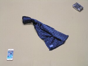 マフラー 毎日の通勤に ♪ milaschon ミラショーン ♪ メンズ&レディース NAVY系 繊維の宝石 Silk絹 Woolウール 136㎝×27㎝■5019