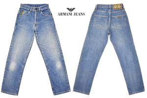 K-4653★ARMANI JEANS アルマーニジーンズ★90s イタリア製 ヴィンテージ 当時物 濃紺デニム ストレート ジーンズ W-28