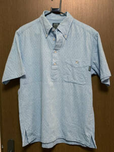 M AIGLE / エーグル 半袖BDシャツ 水色 プルオーバー ボタンダウン アウトドア スクエア