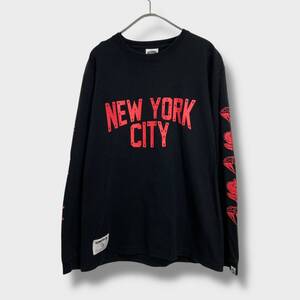 送料無料☆BILLIONAIRE BOYS CLUB☆ビリオネアボーイズクラブ☆プリントロンT☆スリーブロゴ☆ブラック☆L相当☆A25M