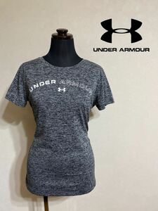 【美品】 UNDER ARMOUR HG アンダーアーマー ヒートギア クルーネック LOOSE TEE Tシャツ フィットネス ウェア サイズMD 半袖 グレー