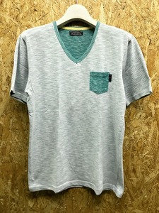 ニーキューイチニーキューゴー オム 291295=HOMME Tシャツ 半袖 Vネック カットソー ミニポケット 3 ヘザーエメラルドグリーン メンズ