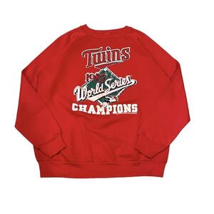 【USA製】 80s Champion チャンピオン スウェット トレーナー 赤/レッド メンズ XL MLB ツインズ アメリカ製 プリント ビンテージ 古着