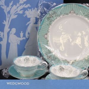 e3919【新品未使用】WEDGWOOD PSYCHE　カップ＆ソーサー２客＆27㎝プレート　ウエッジウッド　プシュケ　茶器