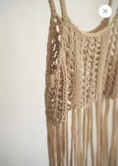 【nuyuh】fringe rope knit vest beige ビスチェ