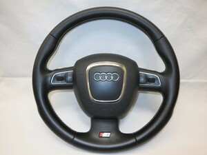 希少Sモデル! ダブルステッチ! S5! アウディ 8T 革 ステアリング ハンドル エアバック カバー 8T0 419 091 D A4 A5 管理番号（W-2603）