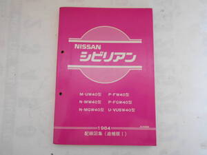 旧車　日産　シビリアン　サービスマニュアル　配線図集　追補版１　1984年　UW40　MW40　MGW40　FW40　FGW40　VUSW40