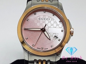 グッチ GUCCI Gタイムレス レディース 腕時計 デイト YA126538 126.5 ピンク シェル シルバー ゴールド 【中古】【送料無料】 bt2990