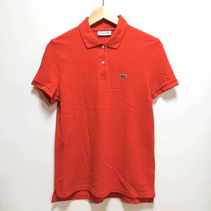 H9875gg LACOSTE ラコステ サイズ38（M位） 半袖ポロシャツ 鹿の子 オレンジ レディース ゴルフ スポーツ カジュアル きれいめ 古着