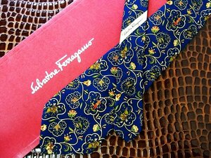 ♪今週の特売980円～♪0366♪状態並品 【Ferragamo】フェラガモ【人物 小鳥 花 柄】ネクタイ♪