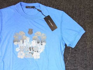 正規品★DOLCE&GABBANA ドルチェ＆ガッバーナ★ドルガバ D&G イスタンブール半袖TシャツXL★50★ブルー青【本物保証】イタリアンカジュアル