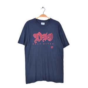 【送料無料】80s ディオ ヴィンテージTシャツ バンドTシャツ ノベルティー HOLY DIVER DIO サイズL 古着 @AAB1353