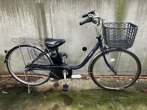 C10　中古電動アシスト自転車 1円売切り！ パナソニック ビビ 紺色　配送エリア内は送料3800円でお届けします